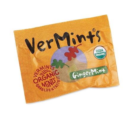 Vermints Organic Mints/Pastilles, Gingermint, 2 Mints/0.7 oz Individually Wrapped, 100PK VNT00994